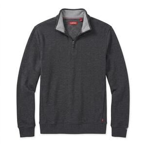 IZOD Charcoal Heather Quarter Zip Fleece Pullover Sweatshirt